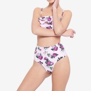 Purple Rose Moth High-Waisted Swim Bottoms Hot‎ Topic